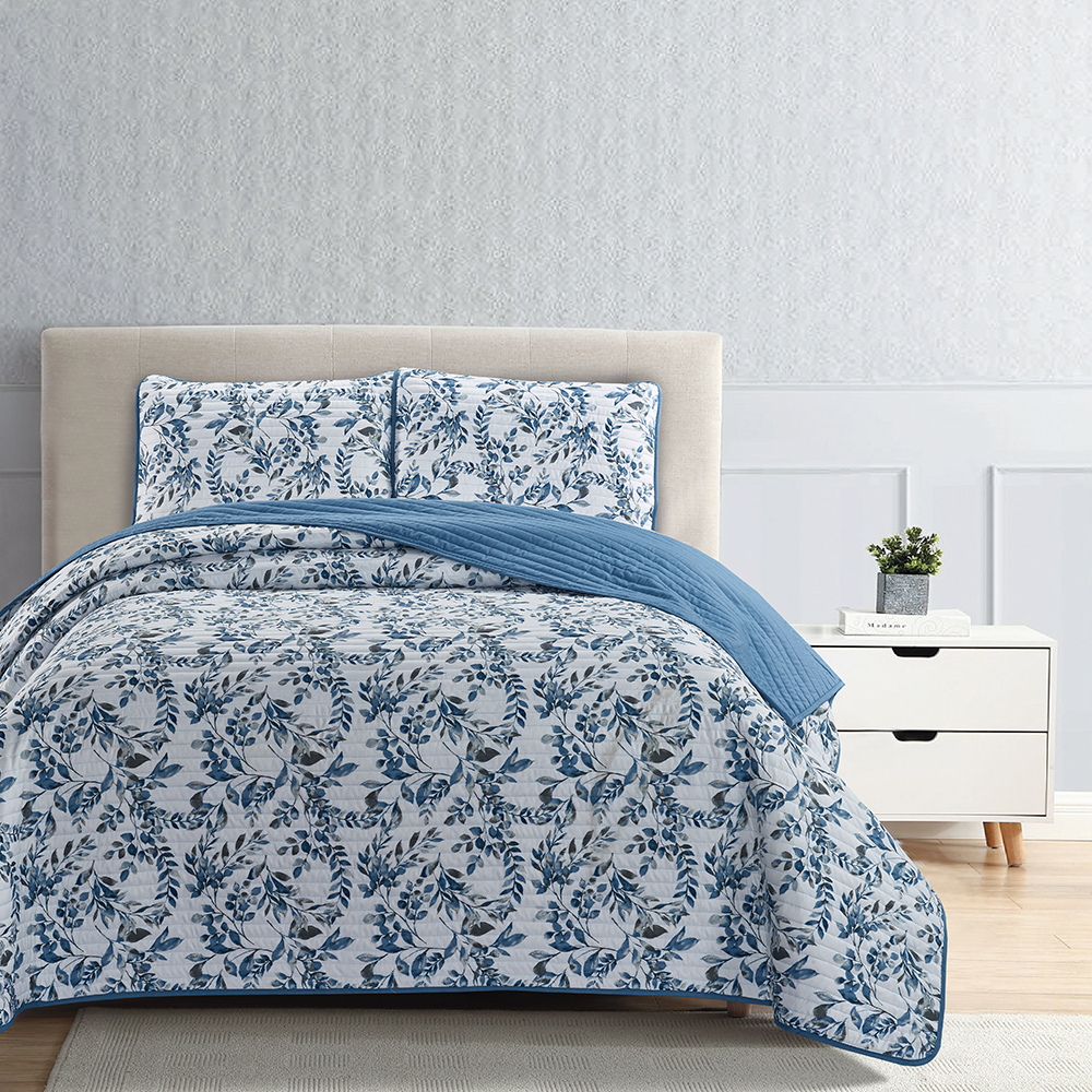 99.99% পলিয়েস্টার মুদ্রিত কুইল্ট বিছানা কভার 3-পিস সেট